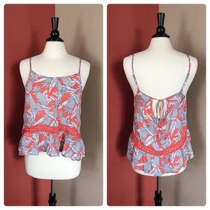 EM Orange Tropical Asymmetrical Tank Top